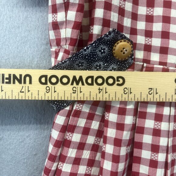 COTTONTAIL ORIGINALS Red Gingham Navy Floral DRESS 14 Vintage 80s 90s Retro Midi - Picture 15 of 16